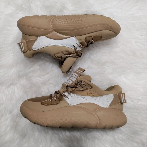 UGG Women's Sand/White LA Alto Cloud Lace Platform Fashion Sneaker Size 6 - Picture 2 of 13